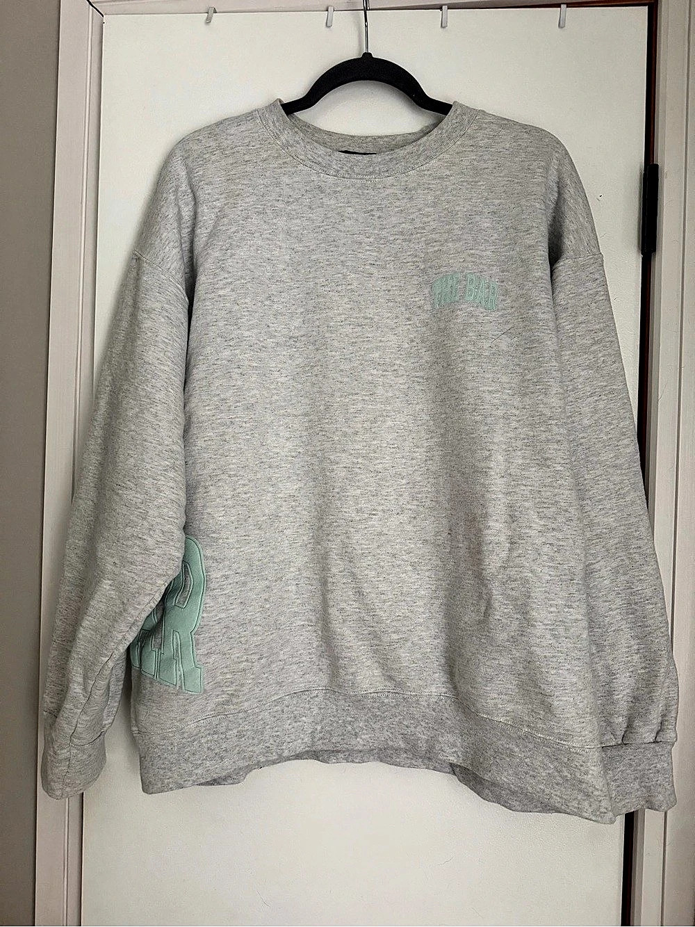 The Bar Varsity Sweatshirt Graphic Sweatshirt Large Gray